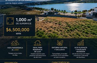 Terreno de 1,000 m² con vista panorámica al lago