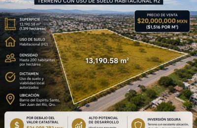 Terreno habitacional H2 en San Juan del Río